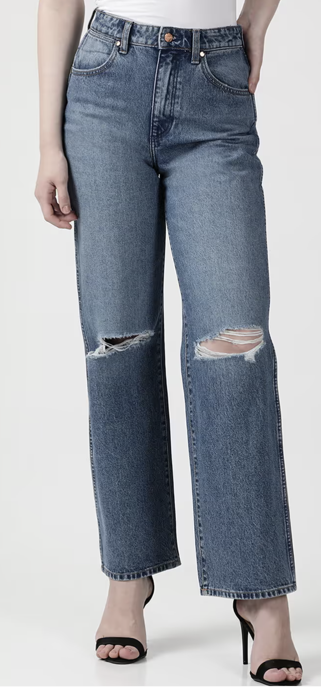 WRANGLER Knee-Slit Straight Fit Jeans